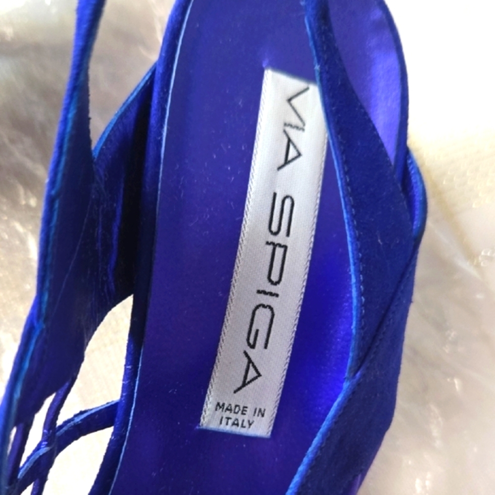Via Spiga Electric Blue Sling Back Heels - Picture 6 of 15